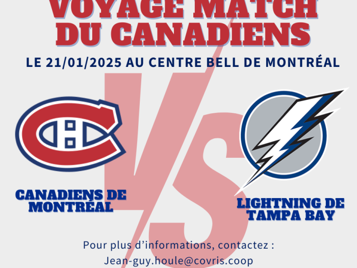 Voyage au match du Canadiens de Montréal – 21 janvier 2025